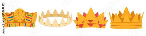  Chip crown Crown made of tortilla chips  Flat Vector Illustration on Transparent Background