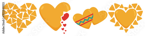 Chip heart Heart-shaped doodle chips  Flat Vector Illustration on Transparent Background