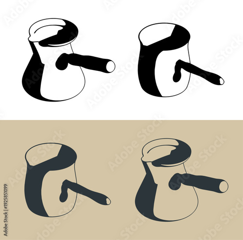 Cezve coffee.Traditional metal vessel for making coffee