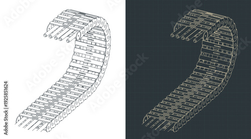 Cable drag chain isometric drawings