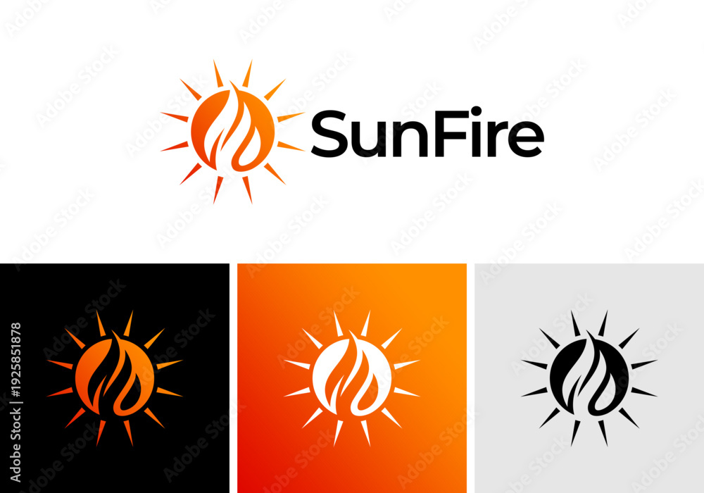 Obraz premium vector logo design icon fire with sun