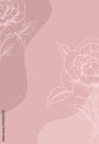 Pastel background with flowers . Hand drawn. Not AI, vector illustration