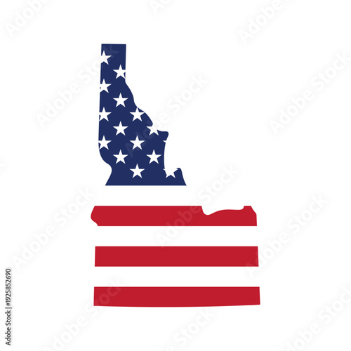 Idaho map silhouette with American flag