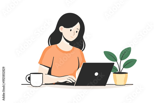 White image laptop coffee letters vector no icon generation remote cup text