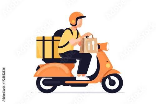 Vector composition courier delivery scooter generation no simple white image text icon