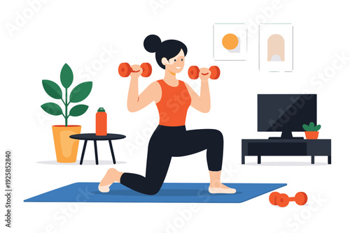 Vector image generation no simple mat home yoga fitness icon composition text