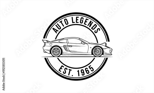 Classic sports car logo with Auto Legends text and established date.