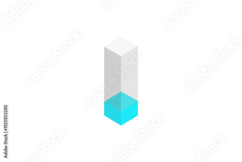 Vertical 3D Glass Column with Blue Base