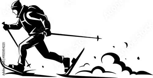 Artistic rendition of snowshoeing adventure captured in expressi
