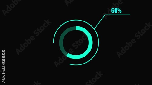 Teal Progress Circle Infographic 60 Percent Completed Chart.