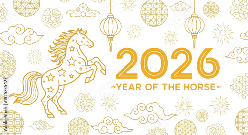 Cute cartoon vector illustration of a happy Easter greeting card featuring spring eggs, flowers, and nature patterns for a vintage celebration design chinese new year 2026 