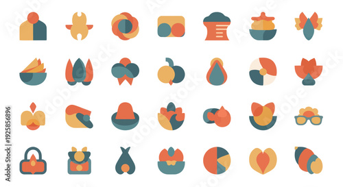 Collection of Autumn and Fall Themed Icons and Illustrations.