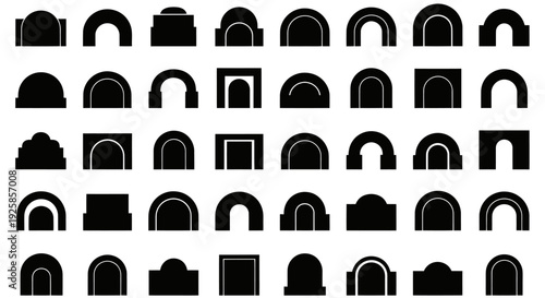 Collection of Diverse Archway and Doorway Silhouettes for Architectural Design.