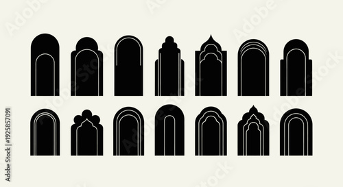Collection of Islamic Arches and Windows Silhouettes.