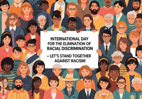 International day for elimination of racial discrimination crowd illustration