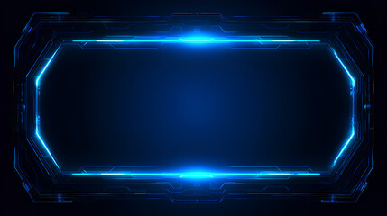 Futuristic holographic interface frame. Modern tech UI element. Technology sci-fi panel, glowing blue border virtual screen for digital dashboards Stock Vector