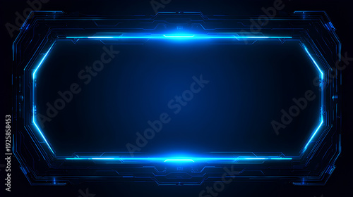 Futuristic holographic interface frame. Modern tech UI element. Technology sci-fi panel, glowing blue border virtual screen for digital dashboards Stock Vector