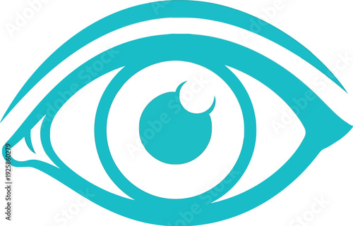 A stylized teal eye with a flame in the pupil Vector