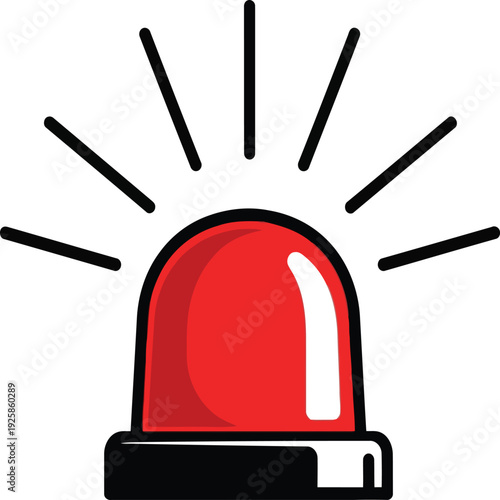 A red police light on a white background Vector