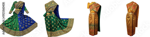 Fotografía Traditional Thai Silk Saree Collection, Royal Chut Thai Wedding Dress, Embroider