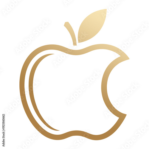 Elegant apple monogram logo, luxury brand emblem style, symmetrical minimal design, gold foil vector, black background, premium fashion branding, vector illustration, no text