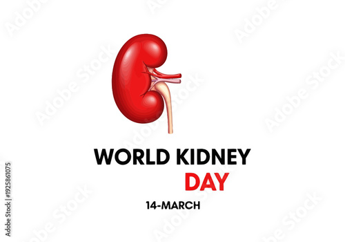 World kidney day awareness campaign poster with a red kidney illustration