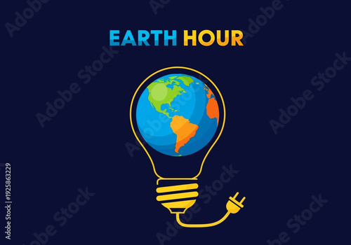 Earth hour logo with light bulb and globe
