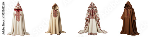 Fotografía Traditional Moroccan Hooded Burnous Cloak, Embroidered Mens Djellaba, Berber Sty