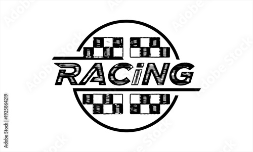 Racing checkered flag emblem design for speed and competition.