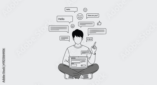Flat design person communicating online vector icon