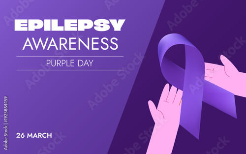 Epilepsy awareness purple day 26 march, health, social web  banner, social issues, background, vector illustration