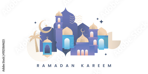Set Ramadan Kareem Illustration Template Design