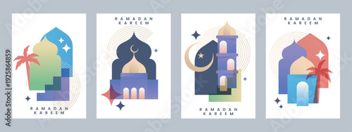 Set Ramadan Kareem Illustration Template Design