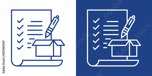 Quality Control Blue And White Icon Style Collection