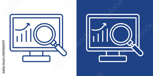 Monitoring Blue And White Icon Style Collection