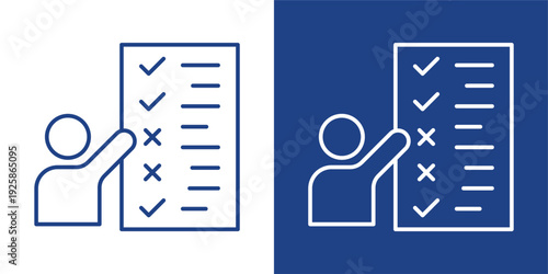 Evaluation Blue And White Icon Style Collection