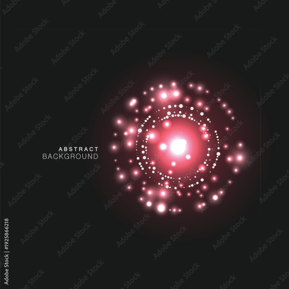 Obraz premium Vector background of ring light on black backdrop. Abstract luminous swirling illustration