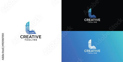 Technology logo vector. L initial logo design