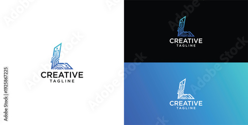 Technology logo vector. L initial logo design