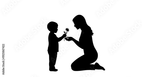 Mother's day: a child giving a flower to a woman Vector