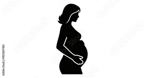 Celebrate mother's day with a beautiful pregnant woman silhouette Vector