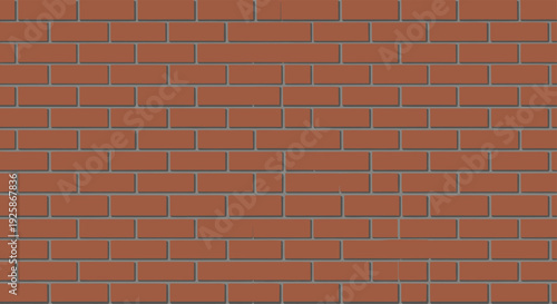Textured red brick wall with grey mortar lines and subtle shadows for a realistic appearance.