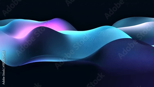 Abstract gradient waves flowing across a dark background, dotted texture, blue and violet