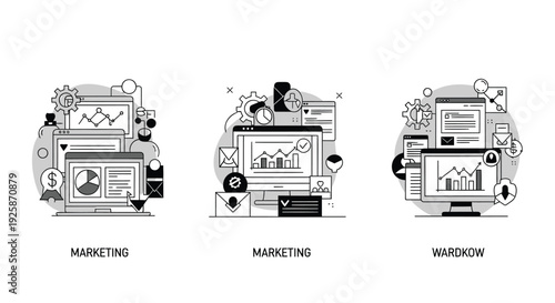 Marketing and warehouse icon set