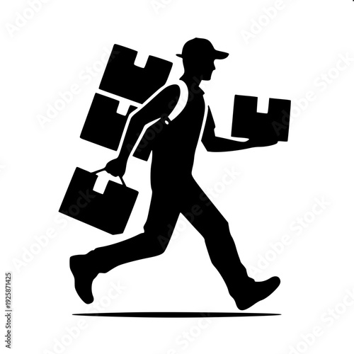 Professional Logistics Courier on the Move Silhouette