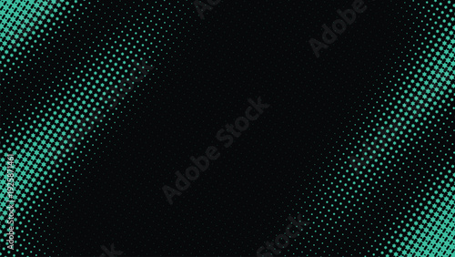 Abstract black background with cyan halftone star pattern on edges
