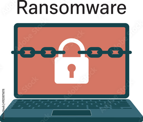 Ransomware attack on a laptop computer screen