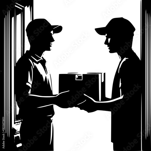 Logistics Customer Service Delivery Concept Silhouette