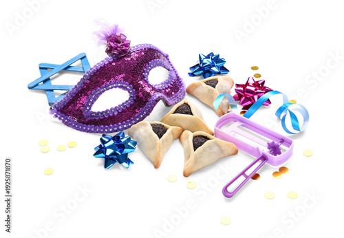 Festival mask, confetti, ra...