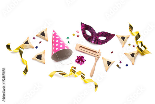 Festival mask, confetti, ra...